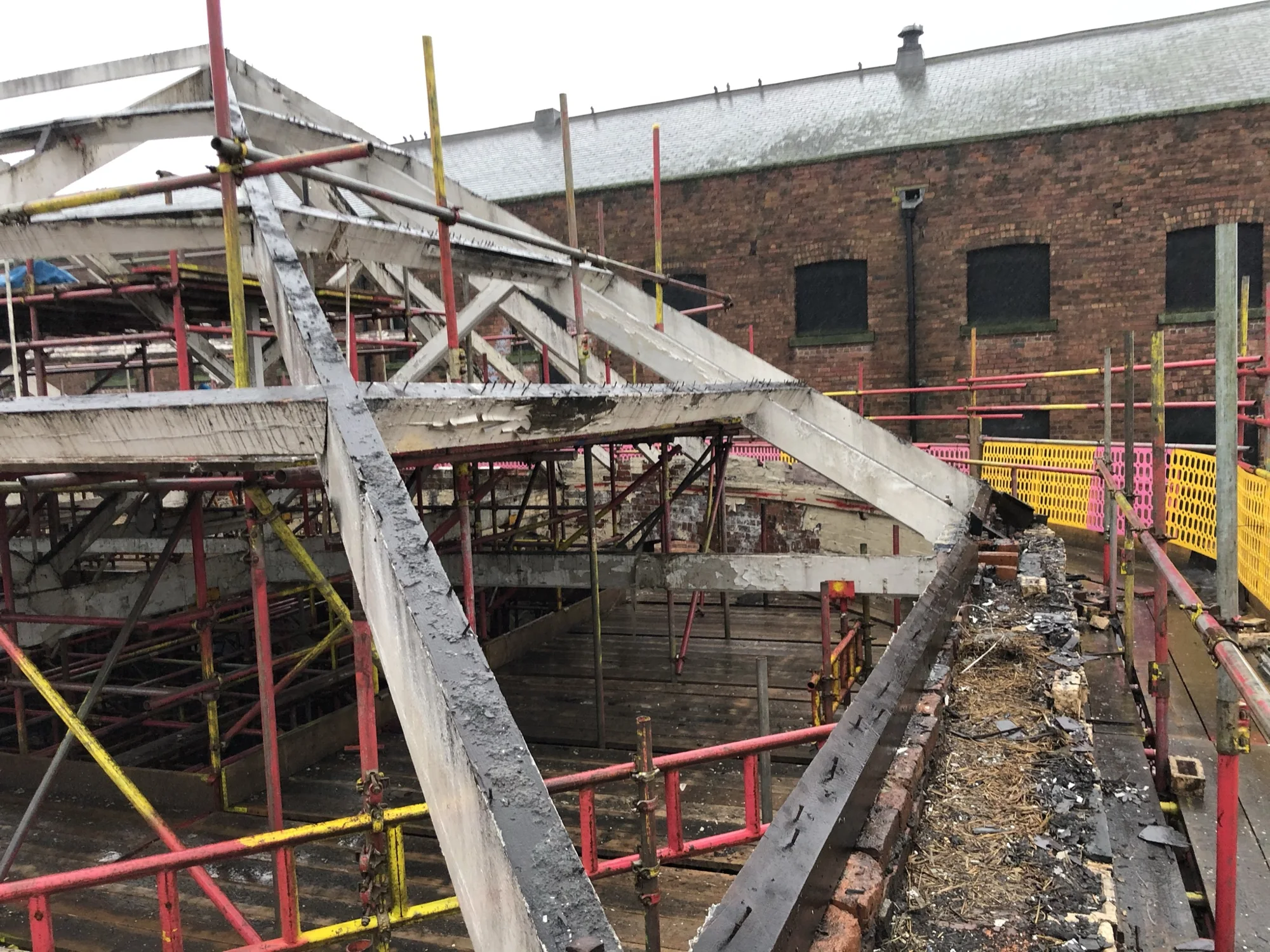 Existing roof structure at Rutland Mills during the works