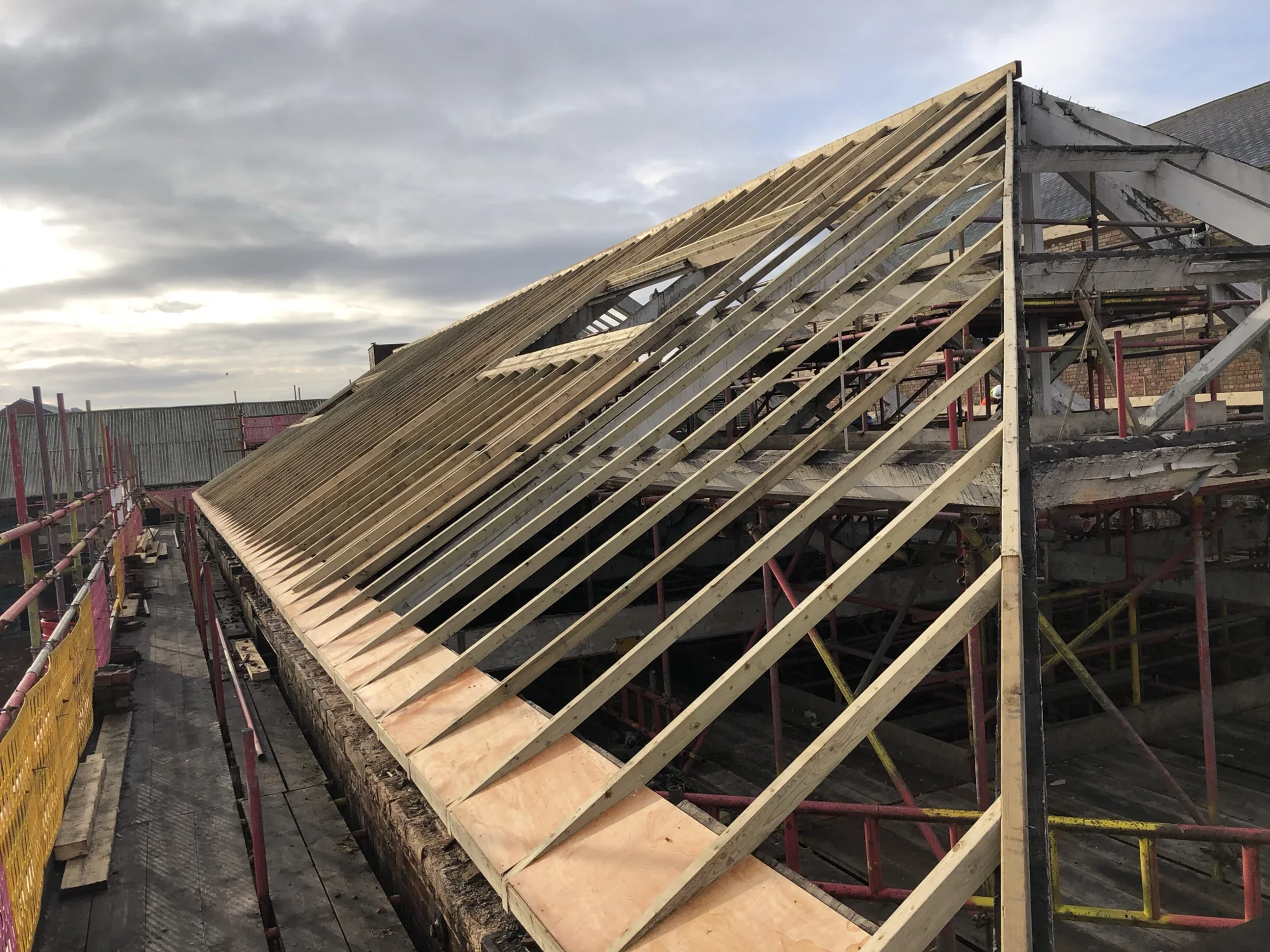 New timber rafters at Rutland Mills during the works
