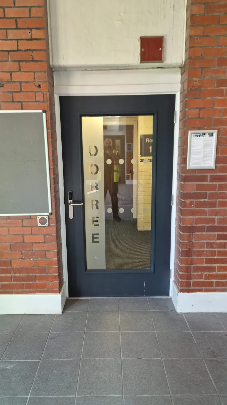 Entrance door at Dobree student accommodation, Leeds