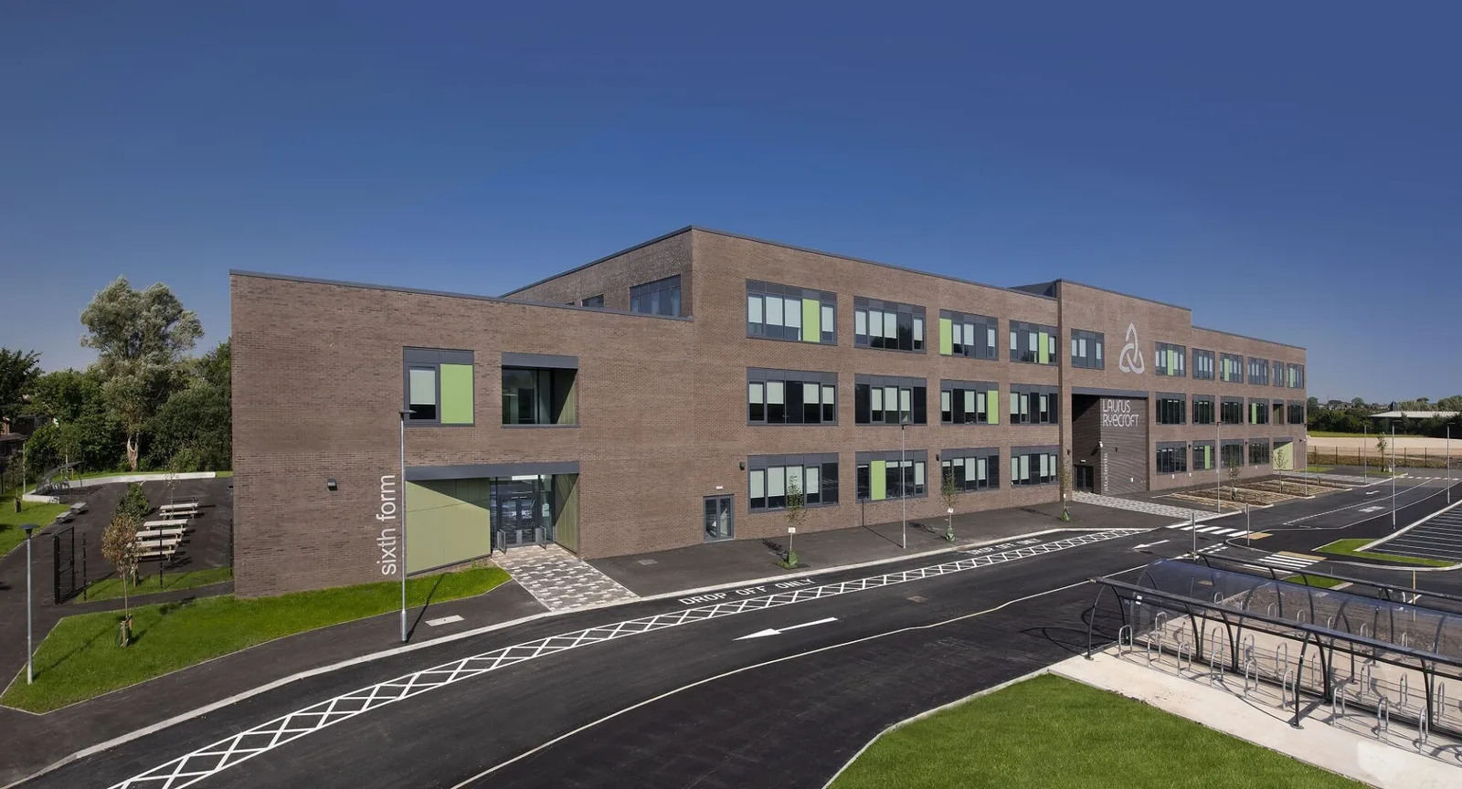 Exterior of the new Laurus Ryecroft High School building, Manchester
