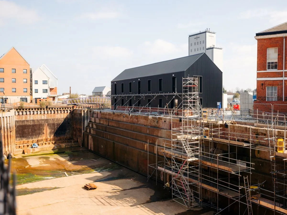 Main dock area and the new North End Shipyard Visitor Centre, Hull