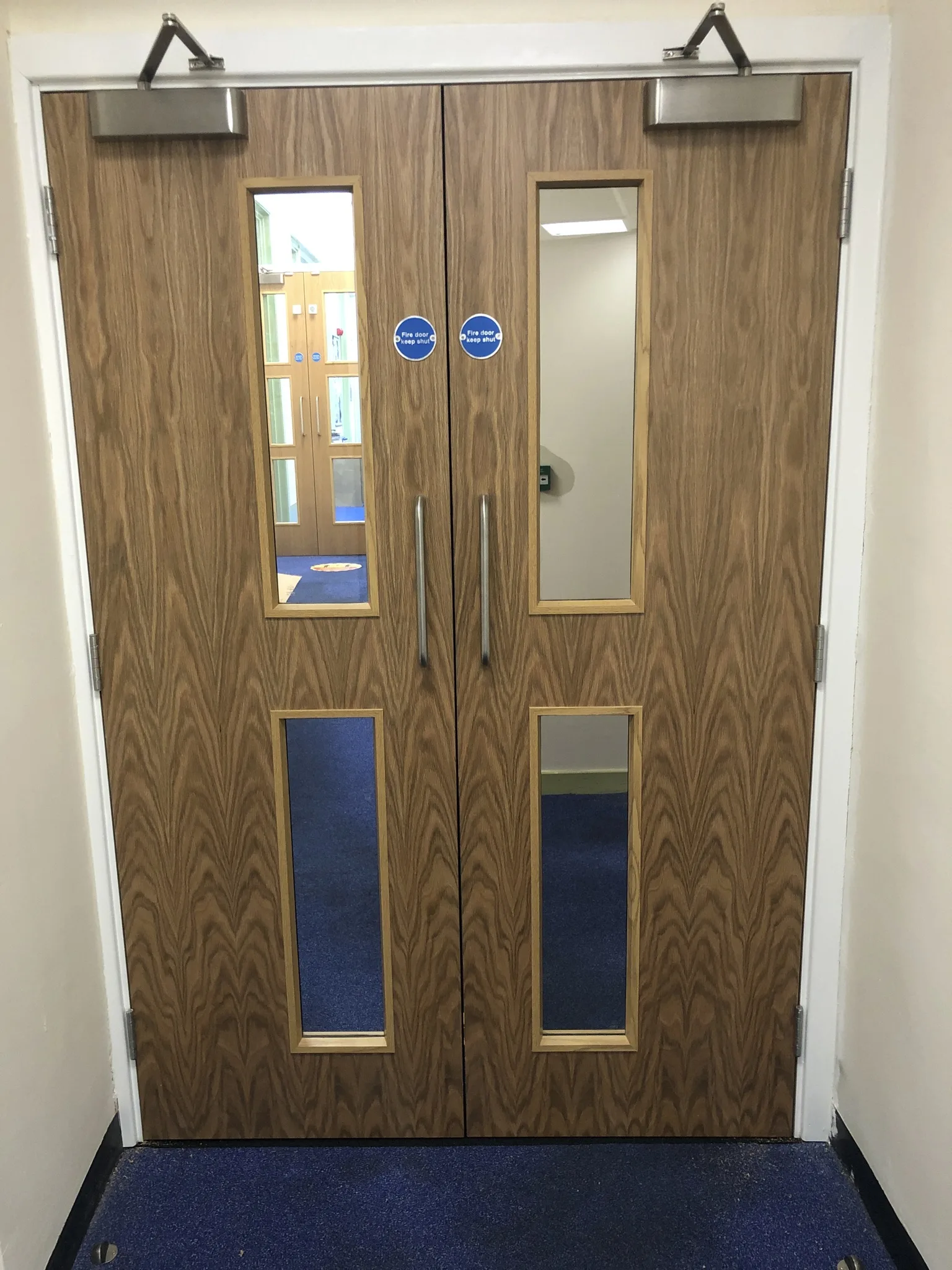 Double fire doors with vision panels installed at Redtape Studios, Sheffield