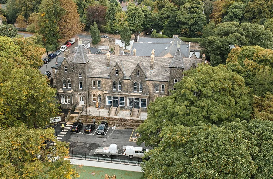 Aerial view of the West Oaks Headingley Learning Centre, Leeds
